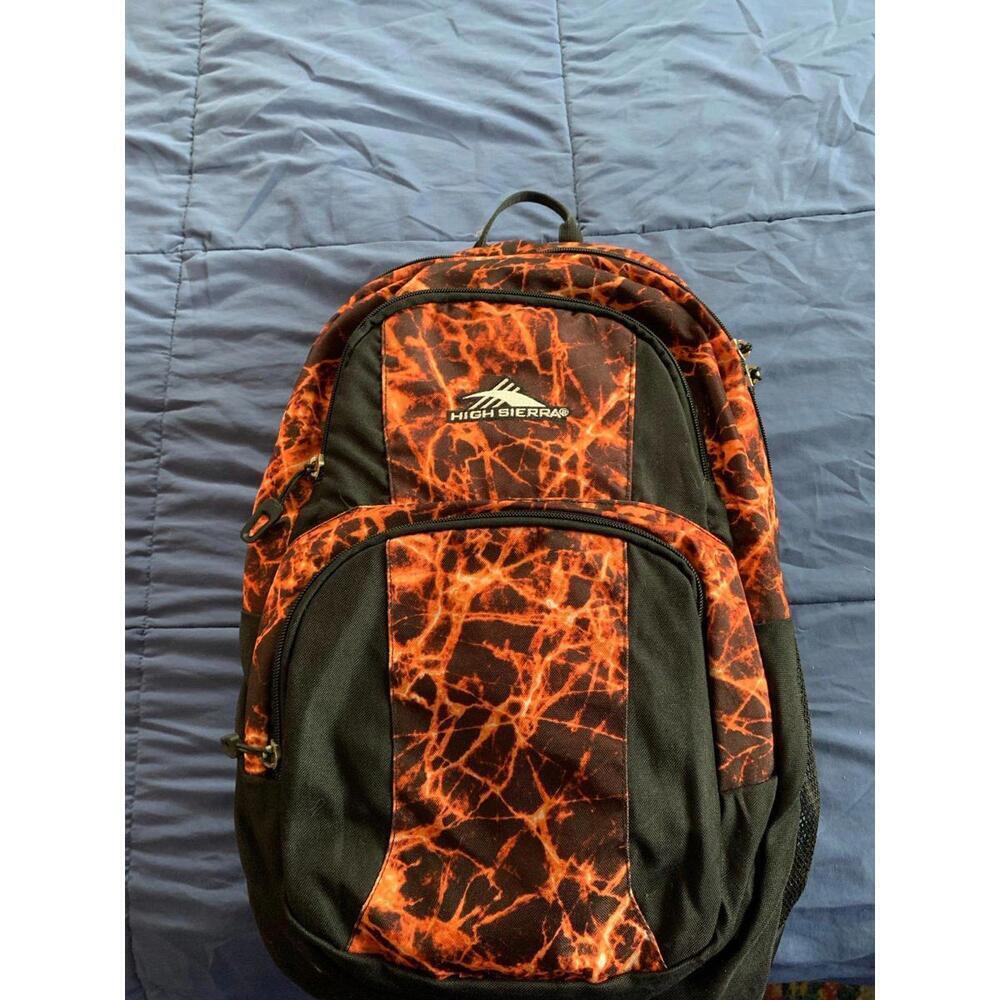 High Sierra Orange and Black Lava Patterned Backpack​​​